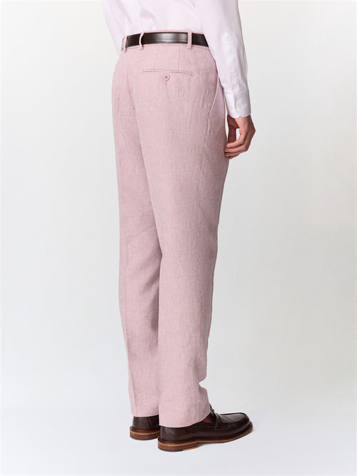 Pantalon coordonnable slim en lin violet - 2 - Father & Sons   - 13 