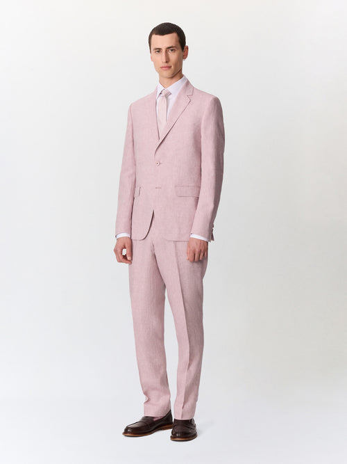 Pantalon coordonnable slim en lin violet - Father & Sons   - 4 