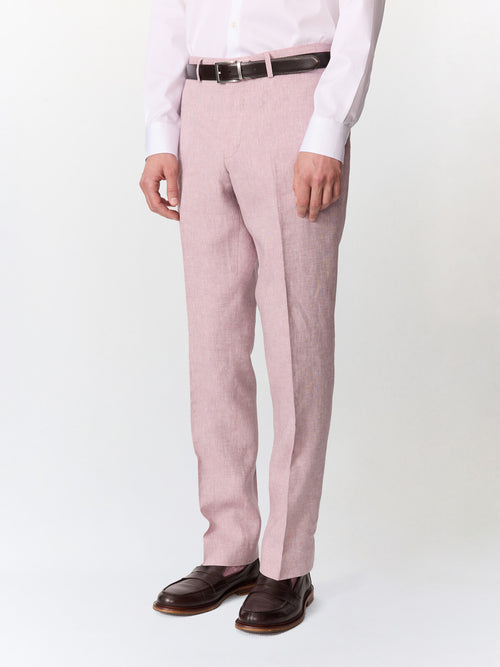 Pantalon coordonnable slim en lin violet - 1 - Father & Sons   - 13 