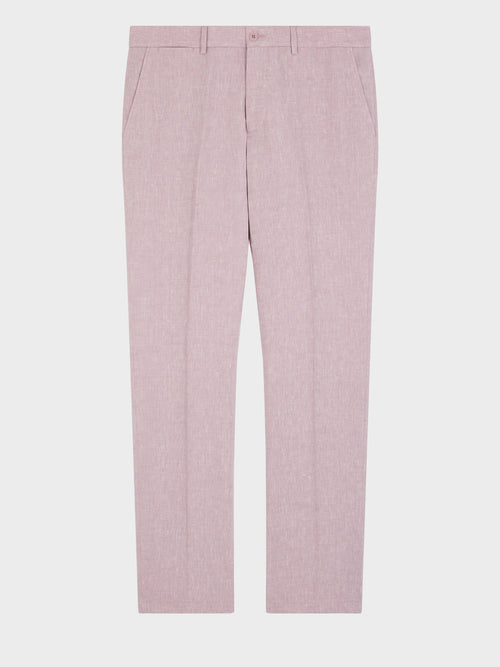 Pantalon coordonnable slim en lin violet - 1 - Father & Sons   - 10 