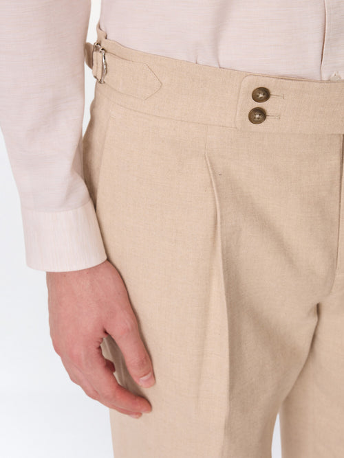 Chino slack semi regular en coton stretch écru - Father & Sons   - 3 