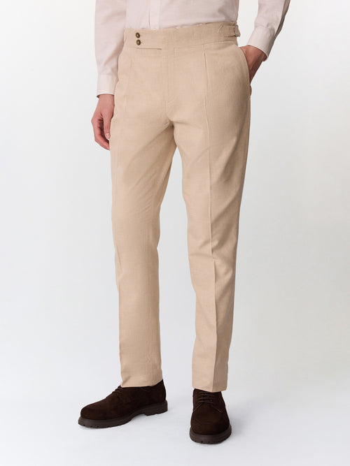 Chino slack semi regular en coton stretch écru - 1 - Father & Sons   - 11 