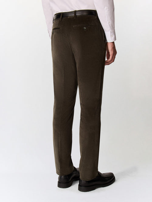 Pantalon coordonnable semi regular en velours côtelé kaki - Father & Sons   - 2 
