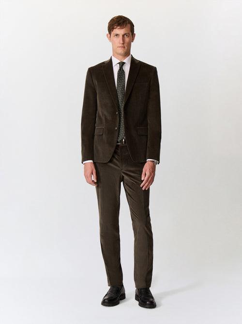Pantalon coordonnable semi regular en velours côtelé kaki - Father & Sons   - 4 
