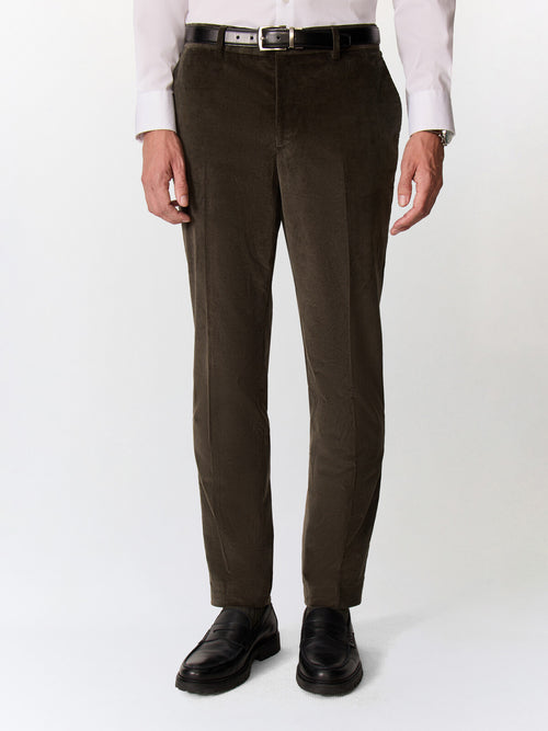 Pantalon coordonnable semi regular en velours côtelé kaki - Father & Sons   -  