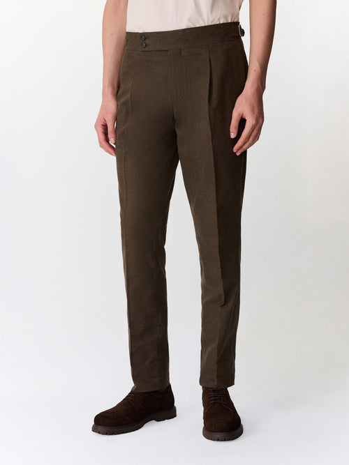 Chino slack semi regular en coton stretch kaki - 1 - Father & Sons   - 12 