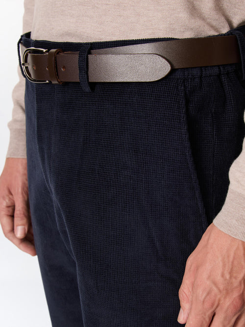 Chino slack regular en velours côtelé bleu marine - Father & Sons   - 3 