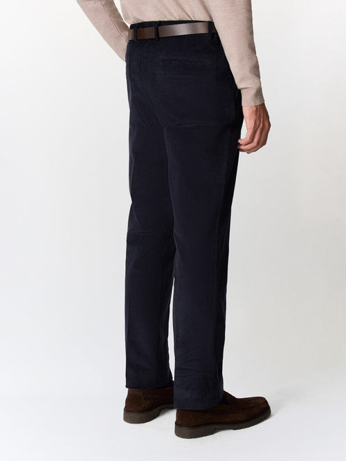 Chino slack regular en velours côtelé bleu marine - Father & Sons   - 2 