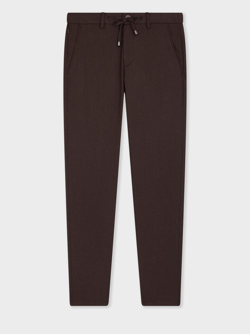 Pantalon casual slack slim marron foncé - 1 - Father & Sons   - 2 