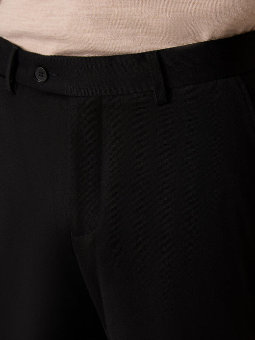 Chino slack semi regular en laine mélangée noire - Father & Sons   - 3 