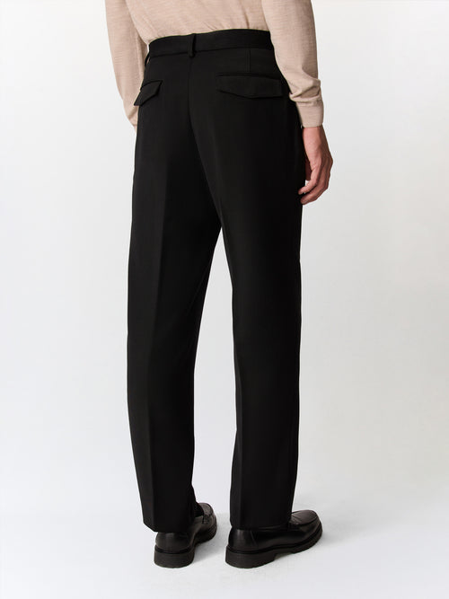 Chino slack semi regular en laine mélangée noire - Father & Sons   - 2 