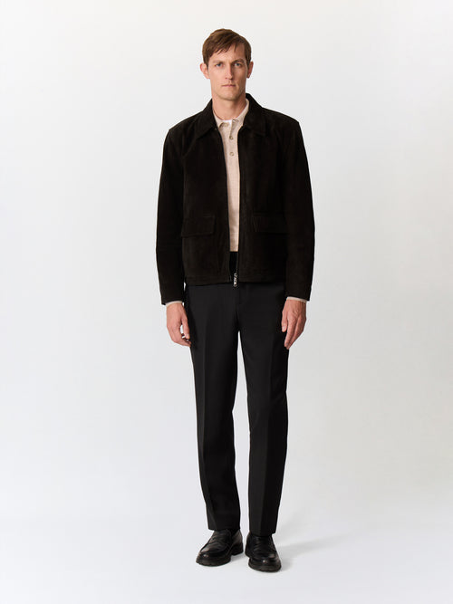 Chino slack semi regular en laine mélangée noire - Father & Sons   - 4 