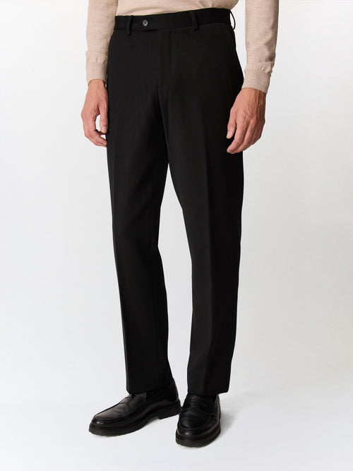Chino slack semi regular en laine mélangée noire - Father & Sons   - 1 