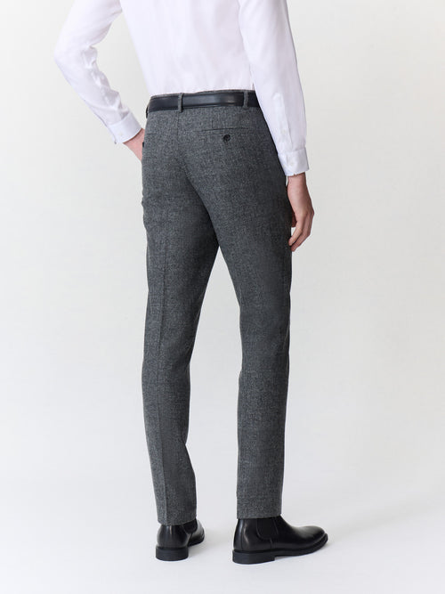 Pantalon coordonnable slim en laine mélangée anthracite Prince de Galles - 2 - Father & Sons   - 2 