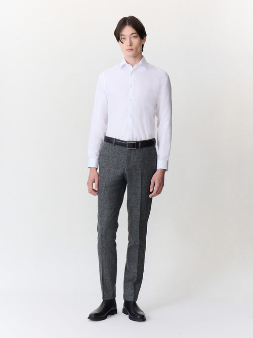 Pantalon coordonnable slim en laine mélangée anthracite Prince de Galles - Father & Sons   - 4 