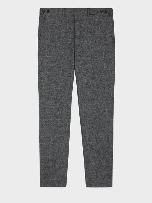 Pantalon coordonnable slim en laine mélangée anthracite Prince de Galles - Father & Sons   - 5 