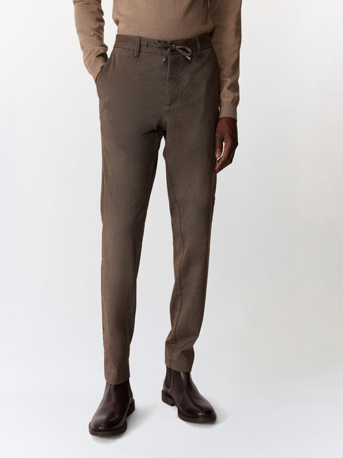 Pantalon casual slack slim marron - Father & Sons   - 1 