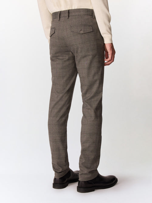 Chino slack semi regular marron Prince de Galles - 2 - Father & Sons   - 16 