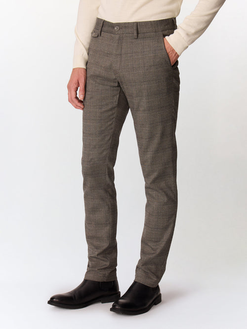 Chino slack semi regular marron Prince de Galles - 1 - Father & Sons   - 16 