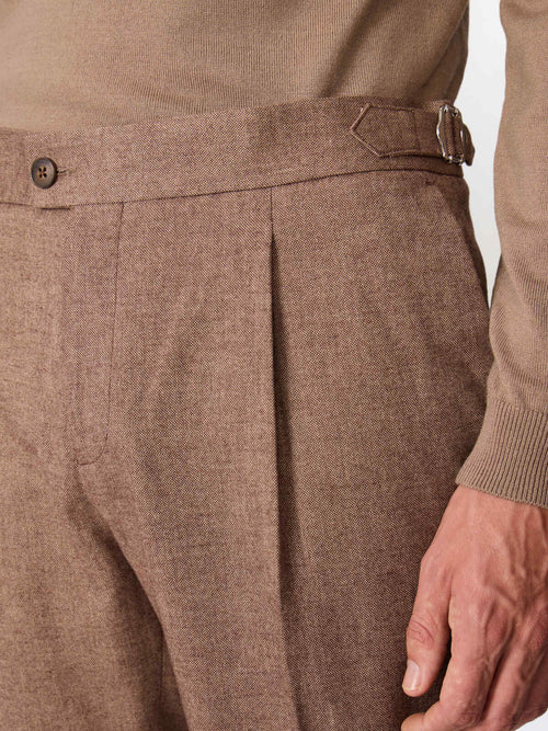 Chino slack semi regular en coton stretch marron - Father & Sons   - 3 