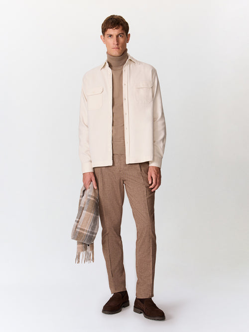 Chino slack semi regular en coton stretch marron - Father & Sons   - 4 