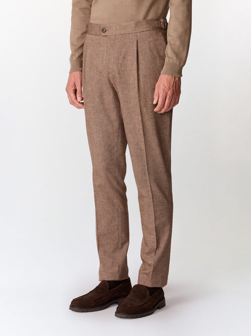 Chino slack semi regular en coton stretch marron - 1 - Father & Sons   - 19 