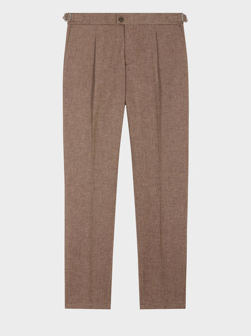 Chino slack semi regular en coton stretch marron - Father & Sons   - 1 