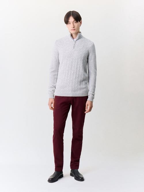 Chino slack regular en coton stretch bordeaux - Father & Sons   - 4 