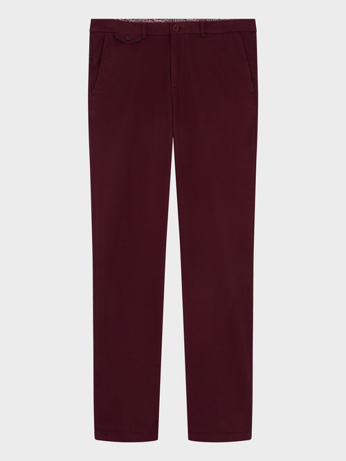 Chino slack regular en coton stretch bordeaux - 1 - Father & Sons   - 9 