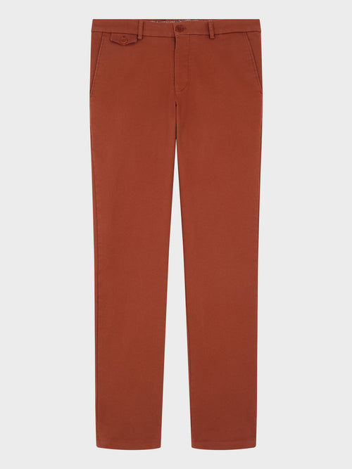 Chino slack regular en coton stretch rouge - 1 - Father & Sons   - 18 