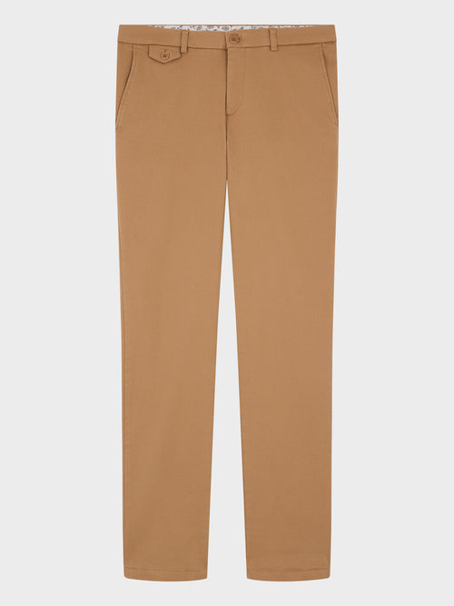 Chino slack regular en coton stretch camel - 1 - Father & Sons   - 10 