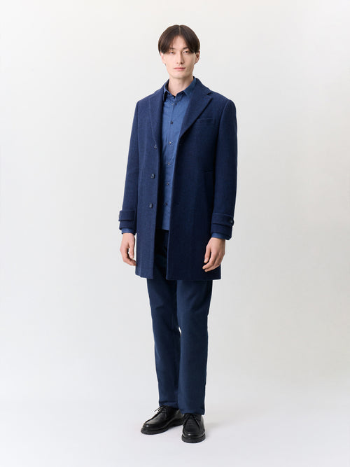 Chino slack regular en coton stretch bleu indigo - Father & Sons   - 4 