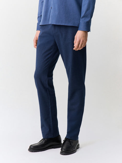Chino slack regular en coton stretch bleu indigo - 1 - Father & Sons   - 12 