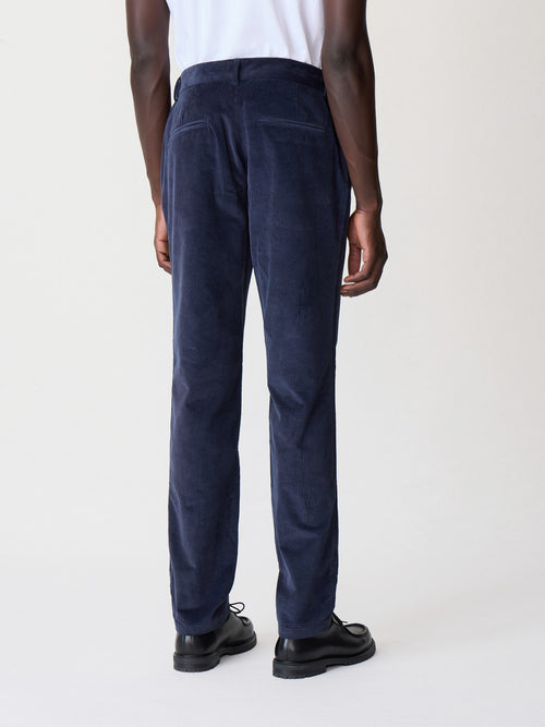 Pantalon regular en velours côtelé bleu indigo - 2 - Father & Sons   - 14 