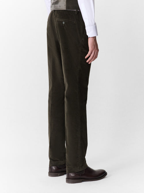 Pantalon coordonnable regular en velours côtelé kaki - 2 - Father & Sons   - 18 