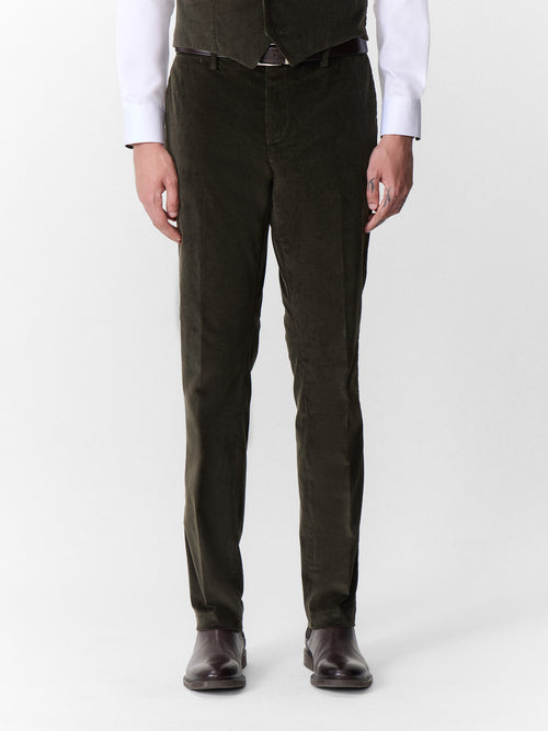 Pantalon coordonnable regular en velours côtelé kaki - 1 - Father & Sons   - 18 