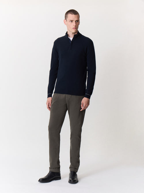 Chino slack regular en coton stretch kaki - Father & Sons   - 4 