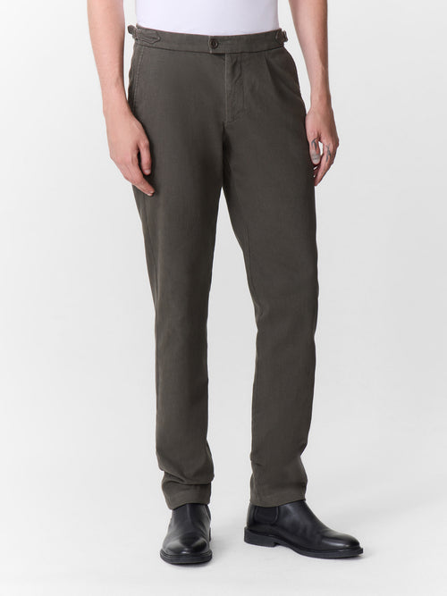 Chino slack regular en coton stretch kaki - 1 - Father & Sons   - 4 