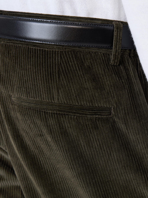 Pantalon regular en velours côtelé kaki - Father & Sons   - 3 
