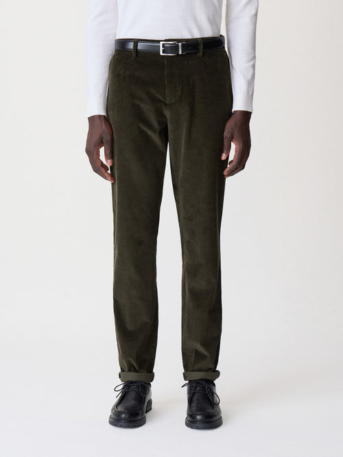 Pantalon regular en velours côtelé kaki - 1 - Father & Sons   - 15 