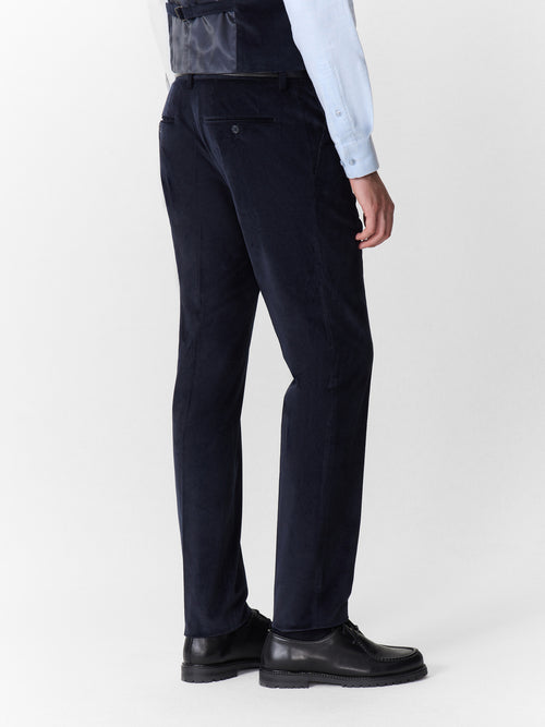Pantalon coordonnable slim en velours côtelé bleu marine - 2 - Father & Sons   - 16 