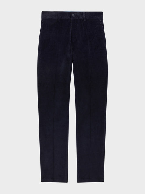 Pantalon coordonnable slim en velours côtelé bleu marine - Father & Sons   - 5 