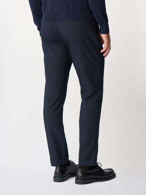Pantalon casual slack skinny 7/8 bleu marine - 2 - Father & Sons   - 1 
