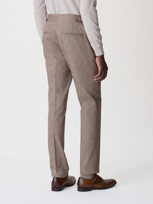 Chino slack regular en coton stretch marron - 2 - Father & Sons   - 14 