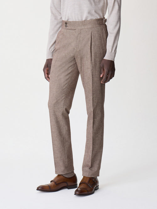 Chino slack regular en coton stretch marron - 1 - Father & Sons   - 14 