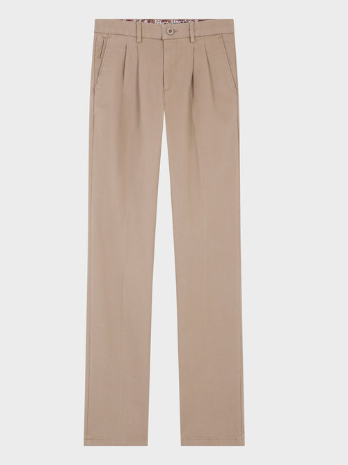 Chino slack regular en coton stretch marron - 1 - Father & Sons   - 15 