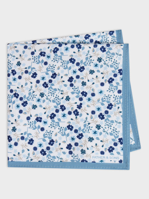 Pochette à motif fleuri bleu céruléen - 1 - Father & Sons   - 9 