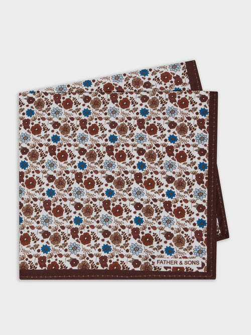 Pochette à motif fleuri marron - Father & Sons   -  