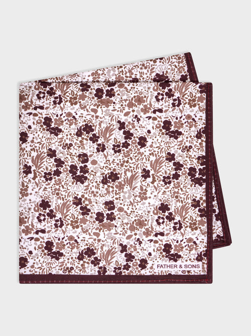 Pochette bordeaux à motif fleuri beige - 1 - Father & Sons   - 4 