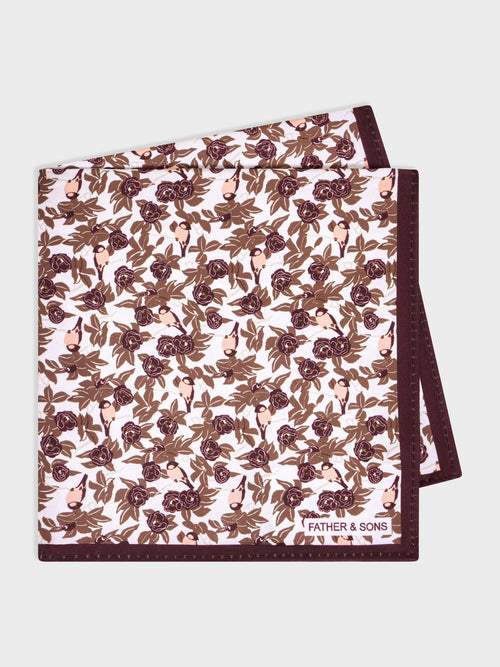 Pochette bordeaux à motif fleuri rose et beige - 1 - Father & Sons   - 5 